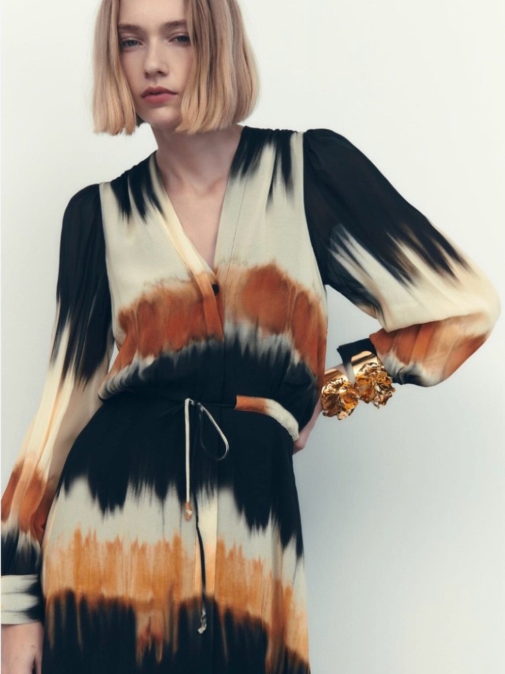 ZARA WOMAN TIE-DYE MIDI DRESS